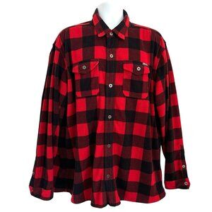 Eddie Bauer Mens TXL Red Buffalo Plaid Flannel Fleece Shirt Outdoor Lumberjack